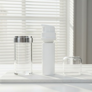 Luxury AS PP PET Airless <b>Pump</b> <b>Bottle</b> Jar 50ml Plastic Facial Cleanser Shampoo Face Mask Cream Skin Care Packaging Cylinder Logo - Product Image 3