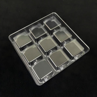 Personalizado OEM PET PVC Plástico Cuadrado Chocolate Embalaje 9 Cavidades Blister Bandeja Insertar Plástico Transparente