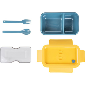 Plastic 1100ML One Layer Two <b>Compartment</b> BPA Free Newborn Airtight Rectangular Bento <b>Lunch</b> <b>Box</b> with Fork and Spoon - Product Image 4