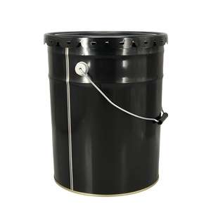 20 Litres Seaux vides en étain noir Seaux à peinture Barils avec couvercle et poignée - Product Image 3
