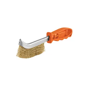 BOX 6 Brosse métallique courbée anti-étincelles, acier plaqué laiton, TRUPER - Product Image 1