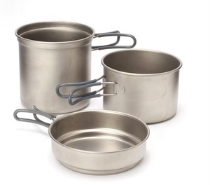 Titan cắm trại không dính Cookware Set ngoài trời tinh khiết titan Pot Set lẩu nồi Nồi Titan nồi Bộ - Product Image 1