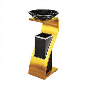 Cenicero de Acero Inoxidable Plateado para Exteriores, de Lujo, para Vestíbulos de Hoteles, con Reciclaje, Clásico, Certificado ISO9001, Ecológico - Product Image 1