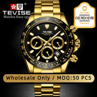 TEVISE Benutzerdefiniertes Logo Herren Automatische Mechanische Uhr Luxus Sport Chronograph OEM ODM Private Label Armbanduhr