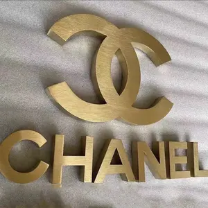 Customized Gold Mirror Stainless Steel Channel Letter Sign Golden 3d Metal Name .Custom Business Letter