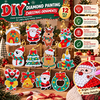 Autocollants de peinture diamant de Noël, 12 pièces, kit d'artisanat DIY, acrylique auto-adhésif, forme et couleur personnalisées, ornements, fournitures de fêtes