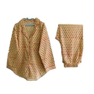 Conjunto de Pijama Floral para Mujer, 100% Algodón, Camisa de Manga Larga y Pantalones, Suave, Ligero y Transpirable, Ropa de Dormir de Verano - Product Image 1