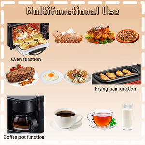 Máquina de desayuno multifunción <span class=keywords><strong>3</strong></span> <span class=keywords><strong>en</strong></span> <span class=keywords><strong>1</strong></span>, cafetera eléctrica de acero inoxidable, tostadora, <span class=keywords><strong>horno</strong></span>, sartén para uso doméstico al aire libre - Product Image 2