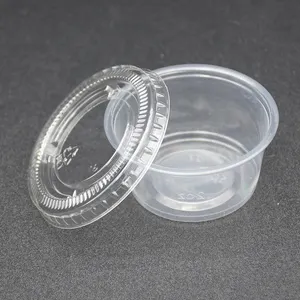 2oz Custom Plastic Disposable Sauce Container Takeaway PP Portion Cups With PET Lid For Restaurant