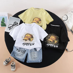 Ensemble de <span class=keywords><strong>tenue</strong></span> d'été <span class=keywords><strong>style</strong></span> coréen 2026 pour bébés garçons, ensemble 2 pièces mode à manches courtes avec chapeau et imprimé casque, costume pour enfants - Product Image 1