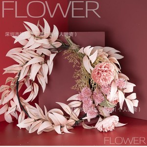 Artificial Floral Wreath Pink <b>Leaves</b> And Flowers <b>Wall</b> Hanging Home <b>Decor</b> For Wedding And Photography Props - Product Image 4