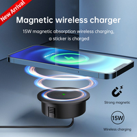 Nouvelles arrivées Chargeur invisible de bureau pour meubles 15W Chargeur sans fil magnétique à charge rapide intégré au chargeur de téléphone de table