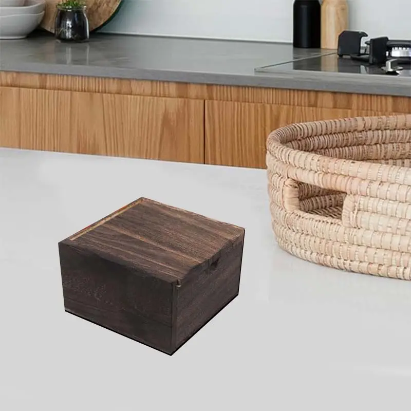Piccolo quadrato portagioie in legno con Slide-Top per regali in legno di colore rustico scatola di visualizzazione per gioielli