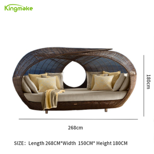 Mobilier d'extérieur tout temps fait à <span class=keywords><strong>la</strong></span> main en rotin jardin balcon canapé ensemble patio auvent oiseau cage <span class=keywords><strong>lit</strong></span> extérieur Daybed - Product Image 3