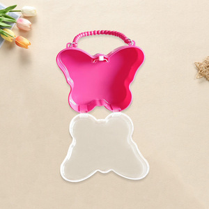 Butterfly Shape Acrylic Jewelry Organizer Box For Kids Girls Pink Red Sky Blue Violet Transparent 1-3L Capacity Storage Case - Product Image 1