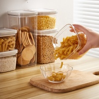 Récipients de stockage d'aliments de cuisine hermétiques en plastique transparent modernes avec couvercles pour la préparation des repas