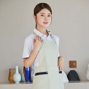 Polyester Canvas <b>Apron</b> Dark Brown Stain Resistant For Restaurant Bar Workwear Uniform - Product Image 3