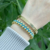 Bracelet d'amitié en macramé tressé de haute qualité, en acier inoxydable plaqué PVD imperméable, perles de 4 mm et 6 mm, pour femmes et hommes, cadeau d'anniversaire