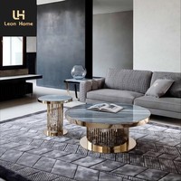 Meubles de salon de luxe, tables basses rondes en marbre