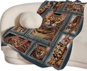 تصميم قطة بنغال رائعتين ناعم مثالي للفتيات والنساء والأطفال والبالغين ديكور منزلي مريح على أريكة أو سرير - Product Image 4