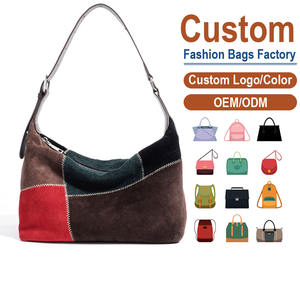 Bolso de hombro de cuero genuino de grano completo – Paneles multicolor con costuras en zigzag y silueta minimalista |   Directo de Fábrica - Product Image 1