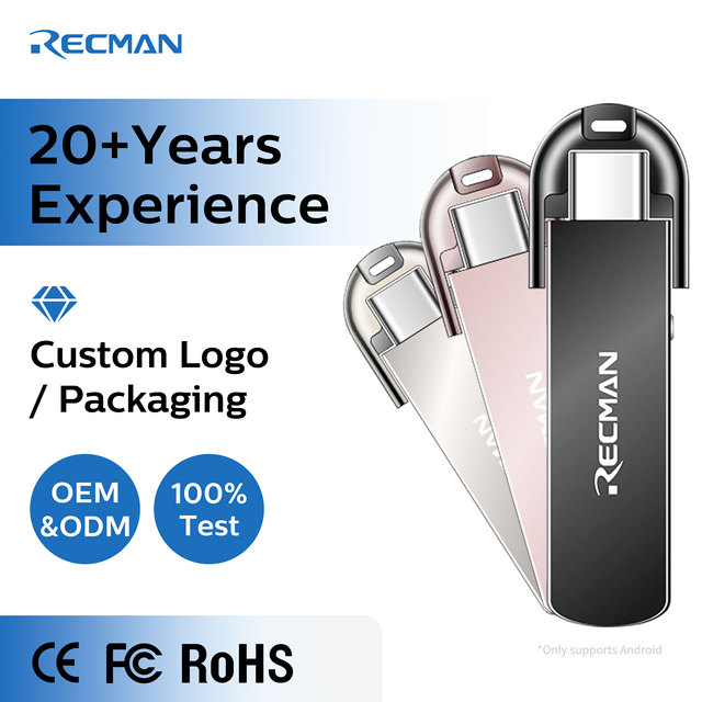Portable Mini IC AI Voice Recorder Type-C USB Flash Drive 64GB Smart Audio Dictaphone 98% Accuracy 8 Hours Recording Plug&Use