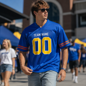 Maillot de football américain rétro personnalisé, respirant, imprimé, grande taille, style vintage, pour supporter le jour du match - Product Image 1