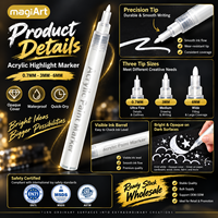 Marqueur Acrylique de Gros pour Surlignage 0.7mm 3mm 6mm, Stylo Peinture Blanc à Séchage Rapide pour Surlignages et Détails en Peinture
