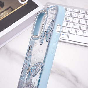 Custodia <span class=keywords><strong>per</strong></span> telefono con Design a farfalla glitterata all'ingrosso con braccialetto di perline <span class=keywords><strong>per</strong></span> iPhone 17 16 15 diamanti - Product Image 4