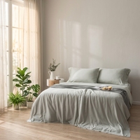 Parure de draps 100 % bambou écologique 300 fils, toucher doux, poches profondes, drap plat, drap-housse, taie d'oreiller