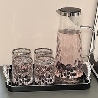 Tasse florale de luxe à haute valeur de couleur avec couvercle de bouilloire froide en verre en plastique léger pour les fêtes et les cadeaux de pendaison de crémaillère