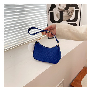 Shoulder Handbags Markdown Sale Women's Shoulder Bags Fashion Casual Underarm Bags Solid Color Chain Bag with <b>Plush</b> Ball - Product Image 4