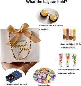 Sacchetto Regalo in Carta con Nastro Oro Champagne e Stampa Dorata '<span class=keywords><strong>Grazie</strong></span>', Confezione per Bomboniere Matrimonio e Feste - Product Image 4