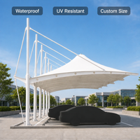 Abri de voiture en tissu tendu, auvent conique, parapluie à pignon, abri de stationnement autoportant à câbles, imperméable, résistant aux UV, luxe sur mesure
