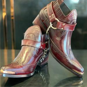 Bottes en dentelle en cuir véritable, couleur personnalisée, pour hommes, à tige haute, bout fermé, logo personnalisé, toutes tailles, chaussures classiques à la mode, fabriquées à la main - Product Image 6