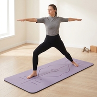 Tapis de yoga TPE antidérapant, absorbant les chocs, avec lignes de guidage pour les poses, tapis d'exercice et de danse pour la maison et le studio
