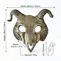 Masque Demi-Visage Vintage Gothique en Corne de Bœuf et Tête de Chèvre, Motif Animal Démon Maléfique, pour Festival, Fête, Cosplay, Carnaval et Tenues de Fête