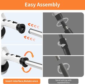Electric Cleaning <b>Brush</b> 4 <b>Brush</b> Heads Long <b>Extendable</b> Handle Plastic Construction Cordless Rechargeable Household Bathroom Use - Product Image 2
