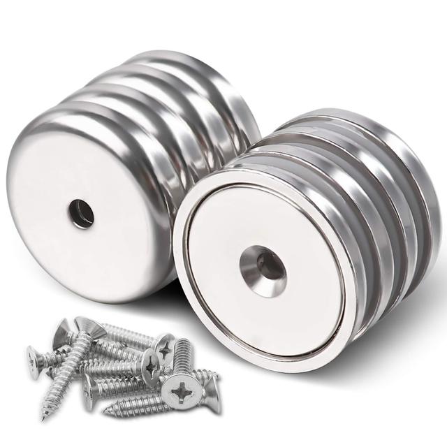 Powerful Ferrite Cup Magnets 35 LB Pull Power Mounting Magnets With Counterbored Hole Pot Magnets