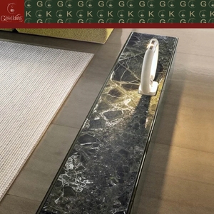 Console TV en marbre moderne et minimaliste GOLDKING pour salon, meuble brillant au design flottant, fabrication sur mesure OEM ODM CAD 3D - Product Image 5