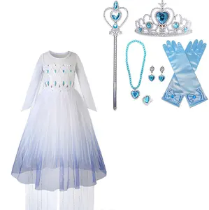 艾尔莎公主女孩服装嘉年华派对角色扮演雪皇后服装儿童服装复活节万圣节儿童服装