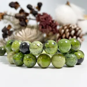 Perles de pierre de jaspe australien de forme ronde polies par chrysoprase de pierres précieuses lisses naturelles pour la fabrication de bijoux