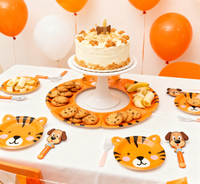 Vente chaude Assiettes jetables écologiques pour le sport, les dîners et les fêtes, motif visage de tigre mignon, pour les anniversaires d'enfants et les événements à thème festif