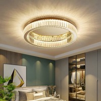 Lampe de plafond ronde moderne et simple en cristal, éclairage de décoration intérieure pour salon, bureau et chambre à coucher, style italien doré de luxe.