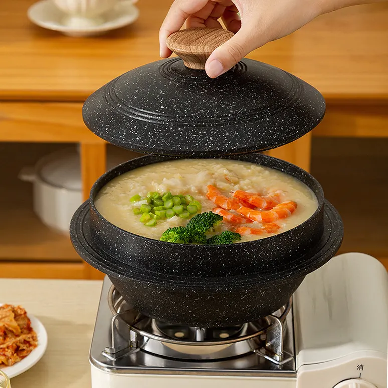 Casseroles antiadhésives de style coréen avec couvercle pour cuisinière à gaz et à induction 18CM/20CM/24CM