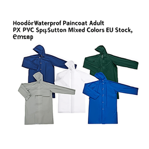 Hooded Waterproof <b>Raincoat</b> Adult PVC Snap Button Mixed Colors EU Stock - Product Image 2