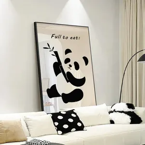Modern minimalist Panda Acrylic Mirror Decoration Painting bedroom living room hanging Wall Art black and white desktop Decorate