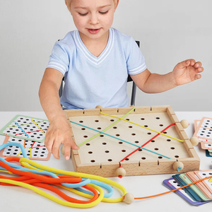 <span class=keywords><strong>Jeu</strong></span> de société éducatif en bois pour enfants, <span class=keywords><strong>jeu</strong></span> de puzzle avec <span class=keywords><strong>corde</strong></span> élastique à enfiler, jouet en bois - Product Image 3