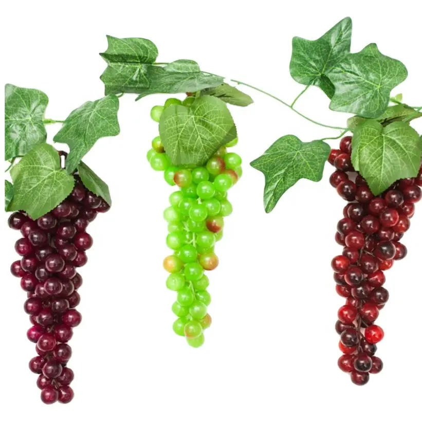 OEM artificial grapes and vines Realistic Artificial Faux Decorative Grapes Fruit Plastic Rubber Vintage