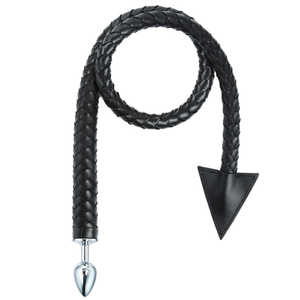 Frusta in Pelle per Bondage Sexy, Accessori Erotici per Flirtare e Picchiare con Plug Anale in Metallo - Product Image 5